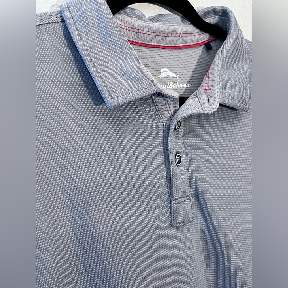Tommy Bahama Polo Mens XL TG Gray Golf Stretch Short Sleeve Casual Shirt - Picture 5 of 9